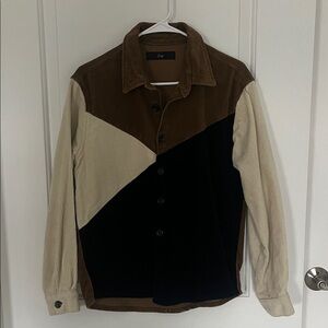Juny Brown, Black, and Cream Corduroy Shirt